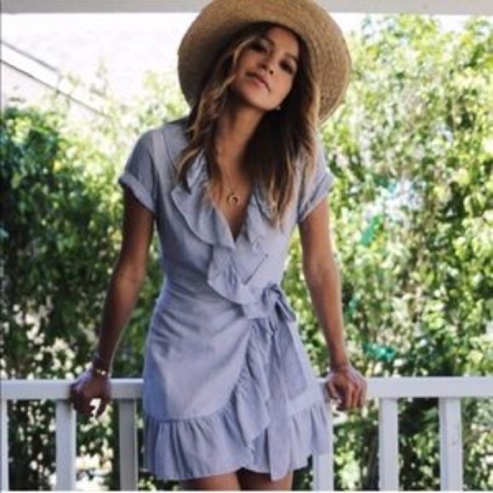 Sincerely Jules Dolly Ruffle Trim Wrap Dress